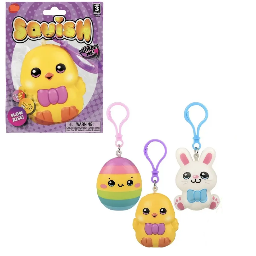 Easter Squish Backpack Clip- Assorted In Bulk — wholesale Plush & Squishies by the case