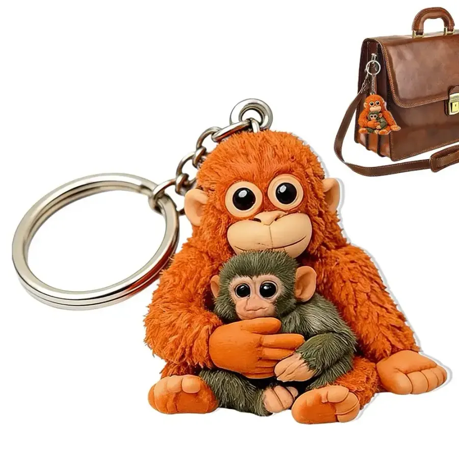 Cute Monkey Keychain – 2D Plush Keyring — wholesale Plush & Squishies by the case