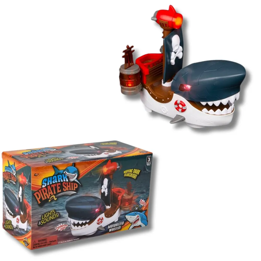Holiday Battery Operated Shark Pirate Boat Toy For Kids — wholesale Seasonal & Holiday by the case