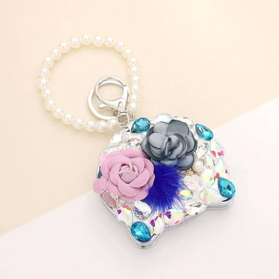 Crystal Compact Mirror Keychain Christmas — wholesale Keychains & Charms by the case