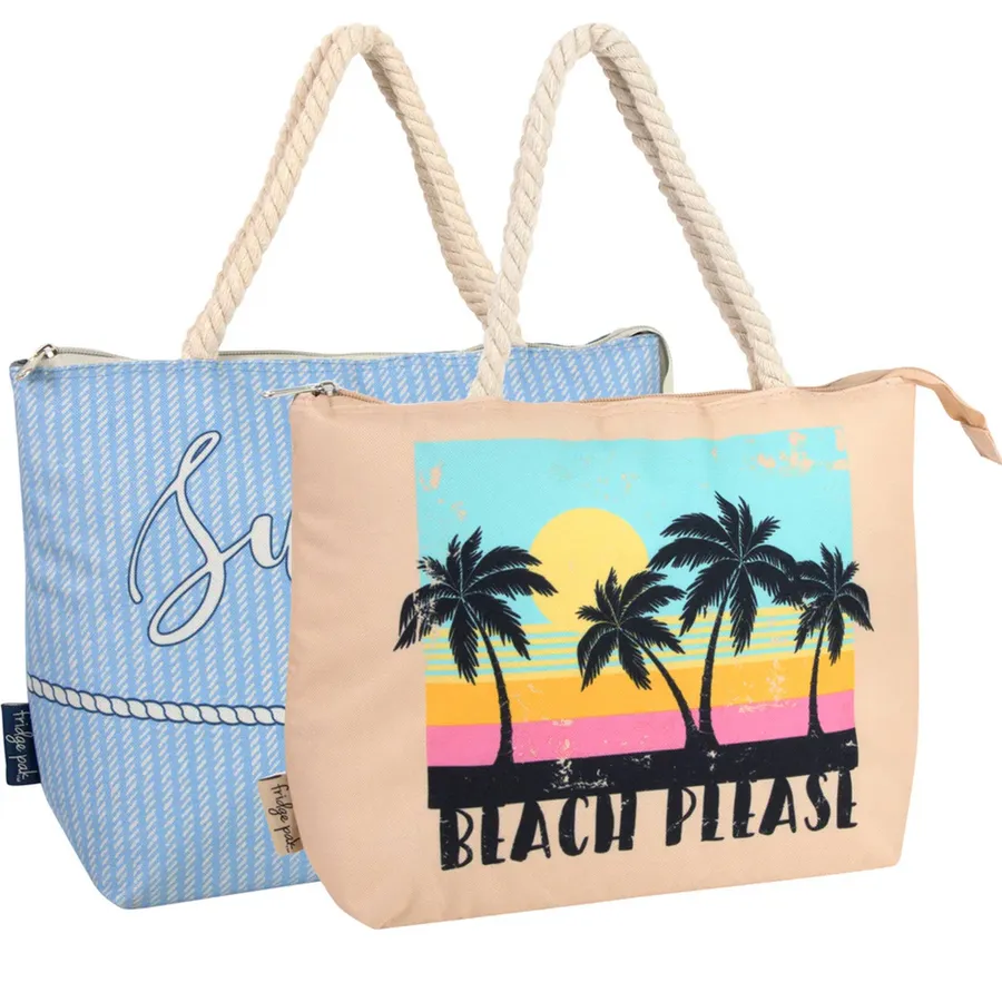 Back To School Wholesale Zippered Beach Patterned Tote Bags — wholesale Bags & Backpacks by the case