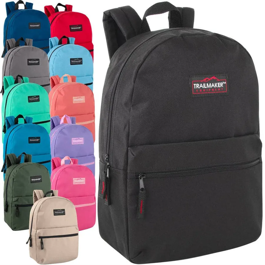 17” Trailmaker Classic Backpack – Assorted School Bag — wholesale Bags & Backpacks by the case