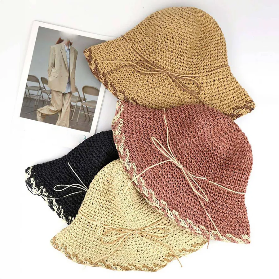 Fashionable Straw Bucket Hat For Women's - Assorted — wholesale Apparel & Accessories by the case