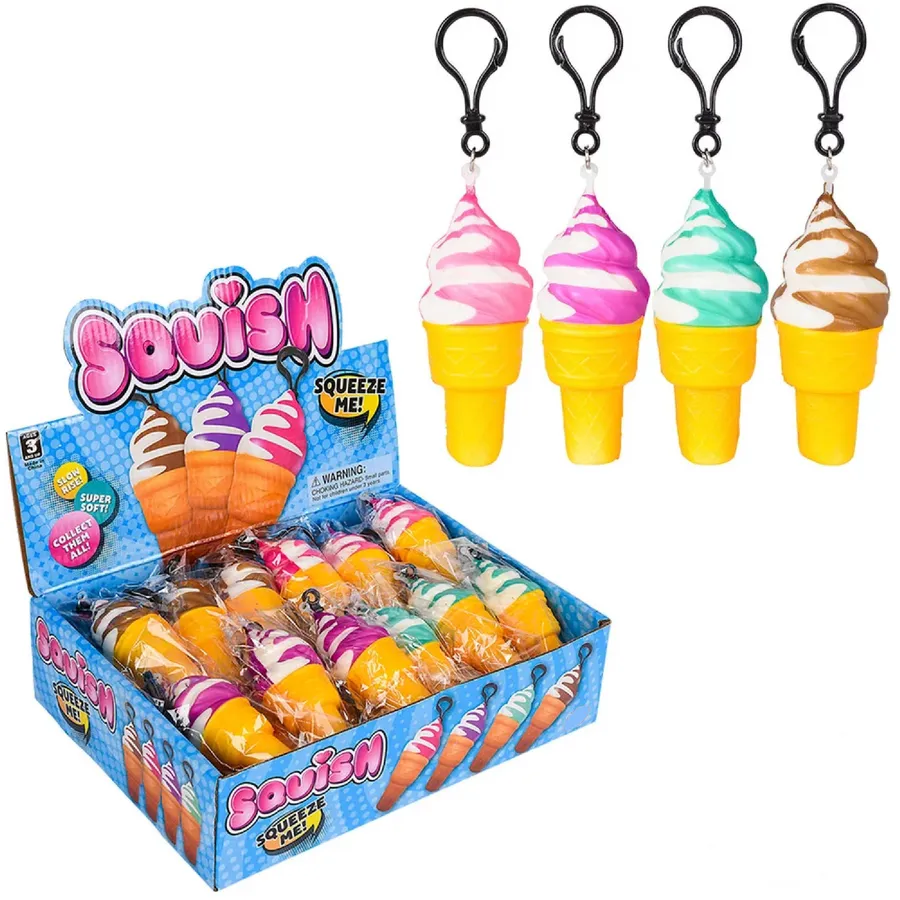 Squish Ice Cream Cone ClipIn Bulk — wholesale Plush & Squishies by the case