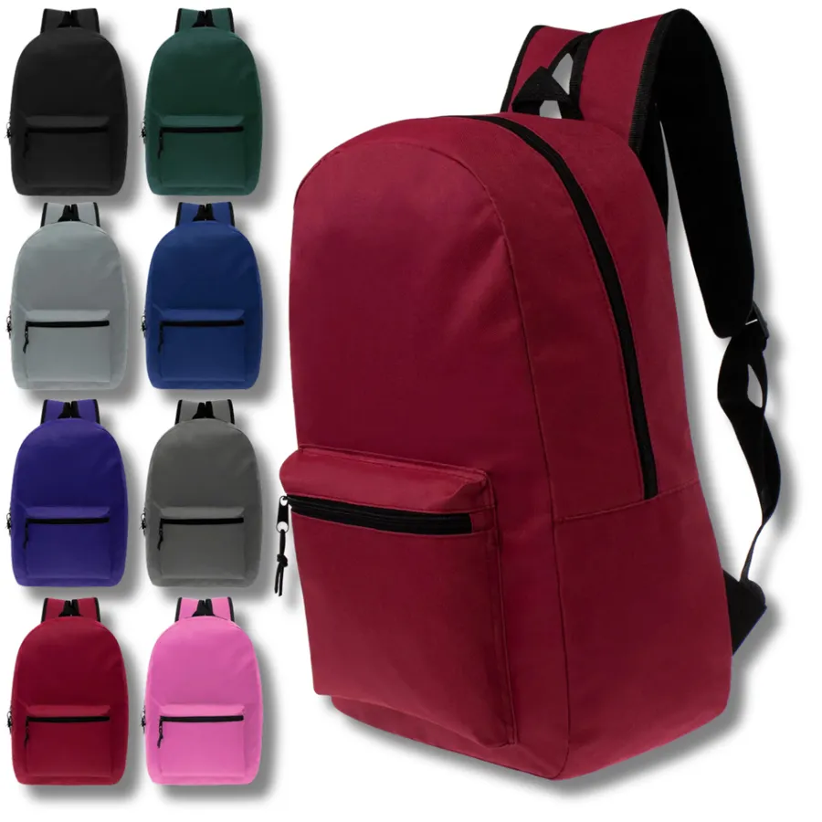 Classical Solid Lightweight Back To School Backpack-Assorted — wholesale Bags & Backpacks by the case