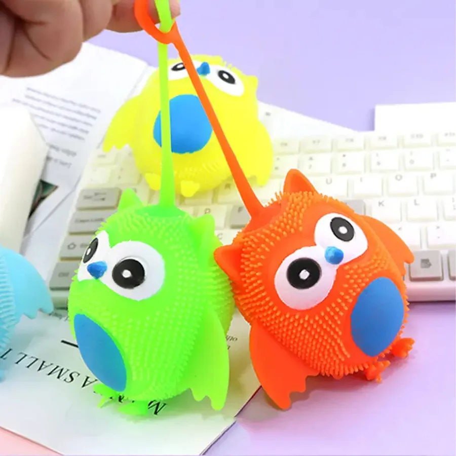 Light-Up LED Owl Puffer Squishy Toy - Glowing Sensory Stress Ball & Fidget Bulk — wholesale Fidgets & Sensory by the case