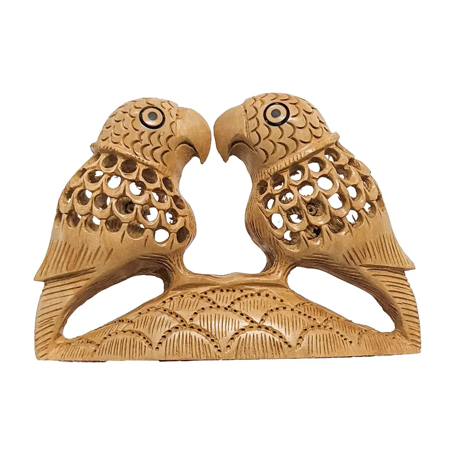 Wooden Parrot Couple Statue — wholesale Toys & Games by the case