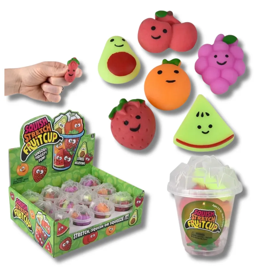 6Pcs Fruit Cup Squishy Stretch Fidget Kids Toy — wholesale Fidgets & Sensory by the case