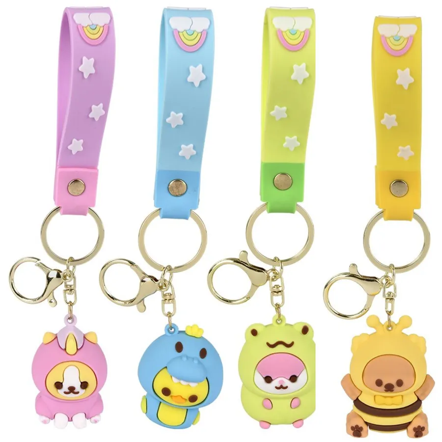 Kawaii Animal Wristlet Keychain For Kids Assorted — wholesale Keychains & Charms by the case