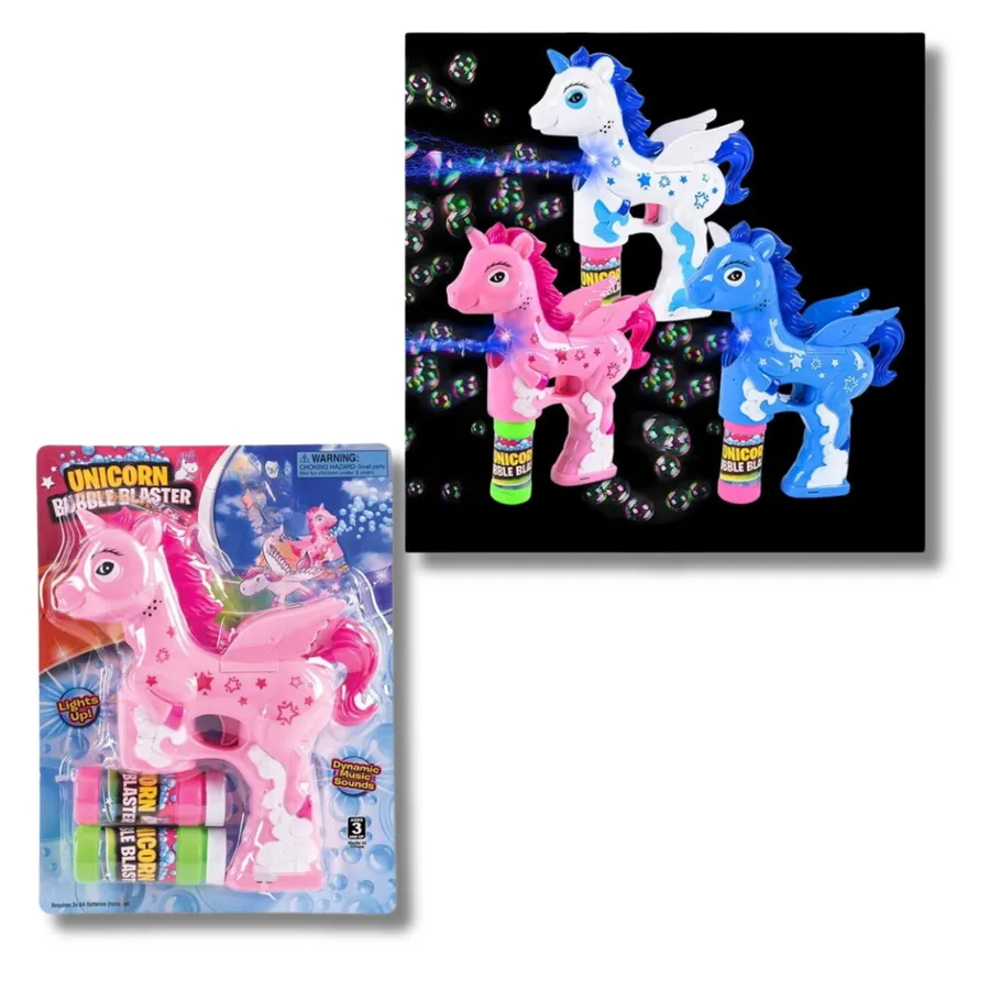 Light Up Unicorn Bubble Blaster Toy For Kids - Assorted — wholesale Toys & Games by the case