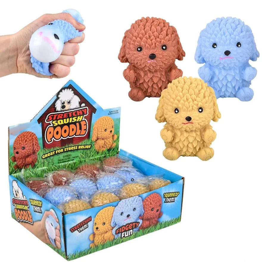 Poodle Squeeze Stocking Stuffer Fidget Kids Toy- Assorted — wholesale Fidgets & Sensory by the case