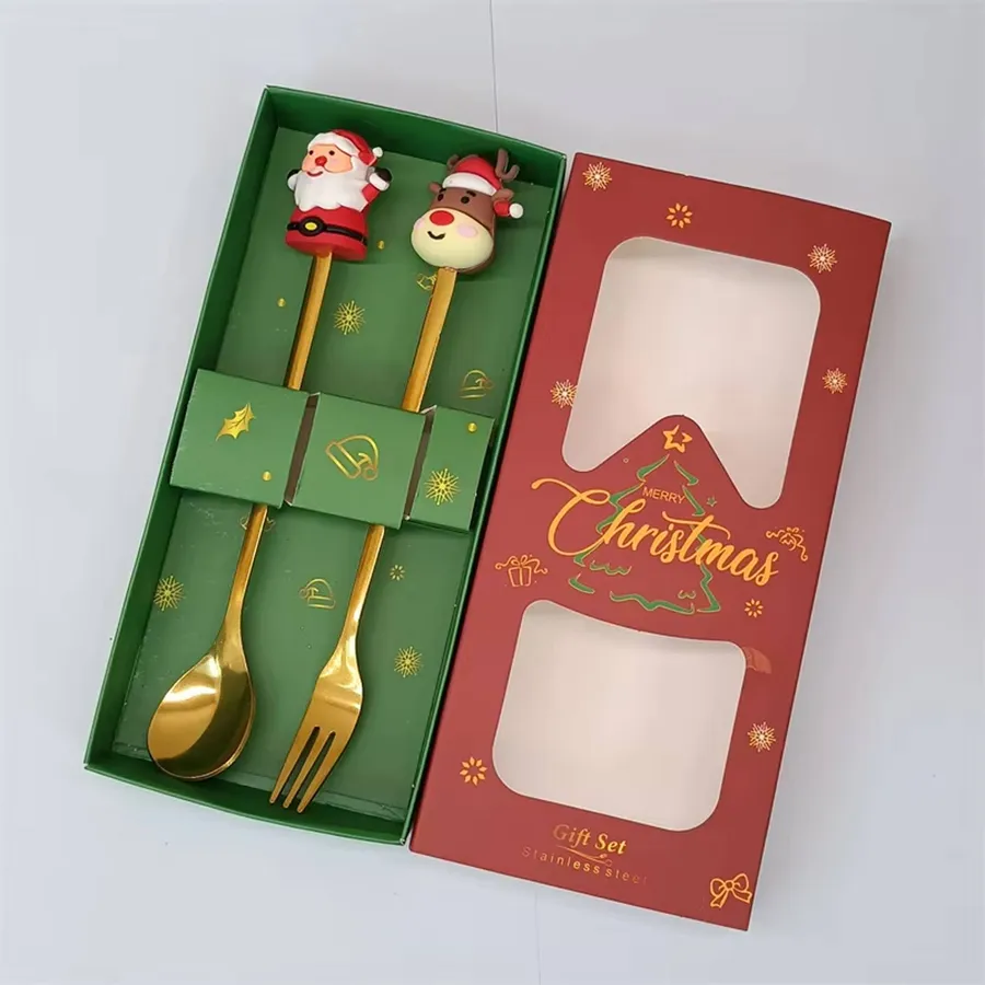 Christmas Spoon Set - Stainless Steel Holiday Tableware, Assorted 4-Piece — wholesale Seasonal & Holiday by the case