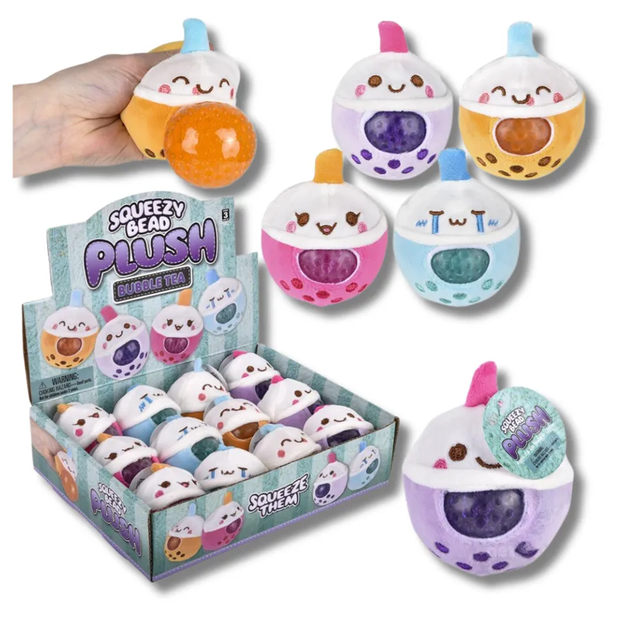 Squishy Toy Bubble Tea Plush Bead Fidget - Kids Sensory Toy and Stress Ball (Assorted, 3") — wholesale Fidgets & Sensory by the case