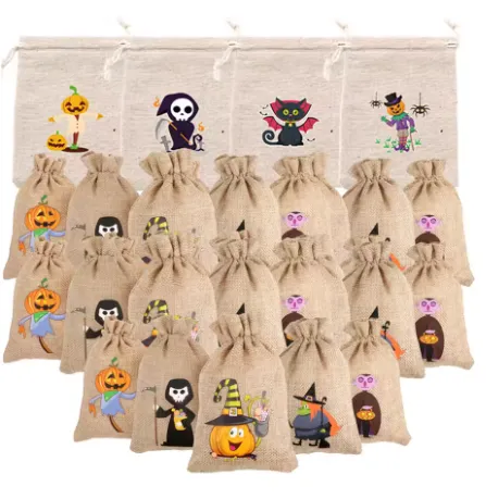 Linen Drawstring Bag Witch Bat Gift Pouch — wholesale Bags & Backpacks by the case