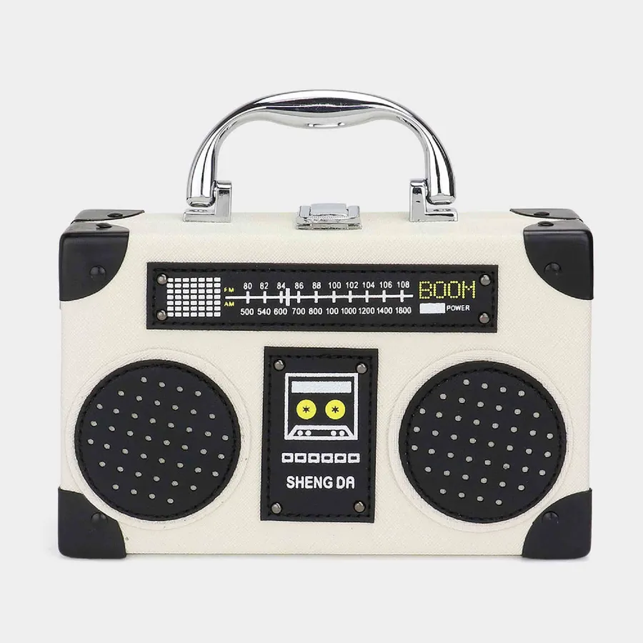 Retro Radio Crossbody Bag - Vintage Boombox Novelty Purse, 7.3" — wholesale Bags & Backpacks by the case