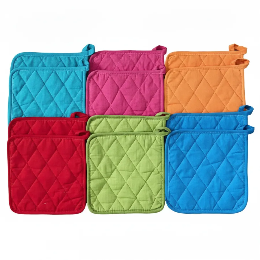 Assorted Bright Pot Holders (8" x 8") - Heat Resistant Cotton Kitchen Pads for Everyday Cooking — wholesale Kitchen & Drinkware by the case