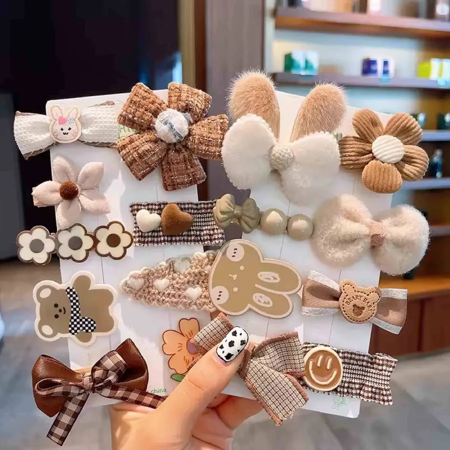 Flowers Cartoon Bear Kids Hair Clips — wholesale Apparel & Accessories by the case