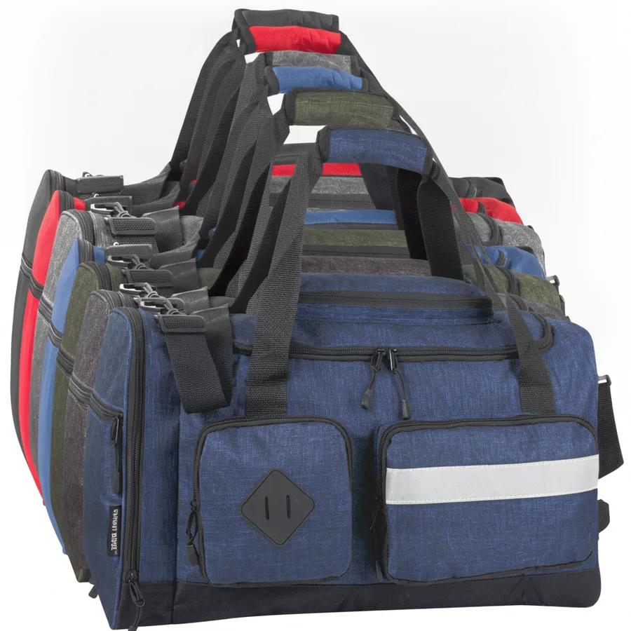 20-Inch Multi-Pocket Travel Duffle Bag with Reflective Strip - Everyday Utility Bag — wholesale Bags & Backpacks by the case