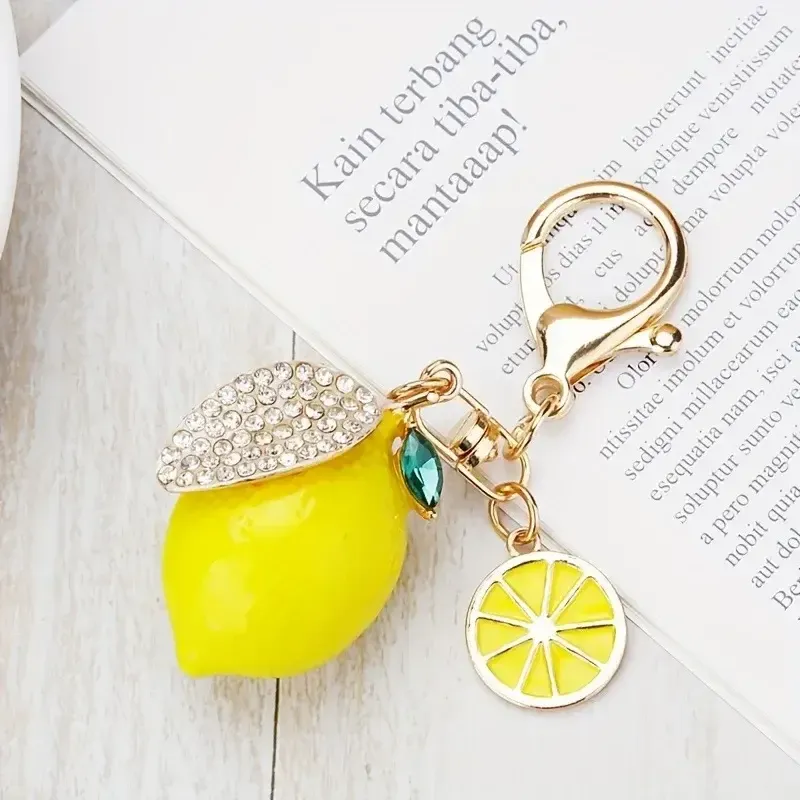 Sparkling Lemon Keychain – Summer Fruit Bag Charm — wholesale Keychains & Charms by the case