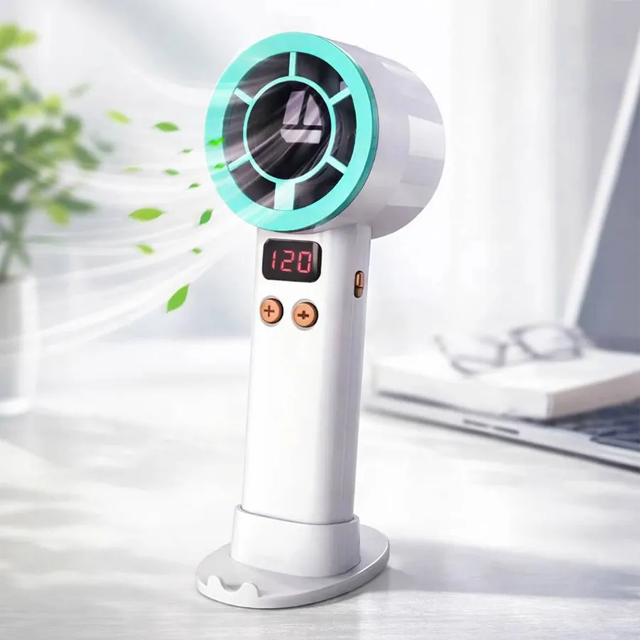 Light Up Digital Display Handheld Mini Fan - Assorted — wholesale Tech & Gadgets by the case