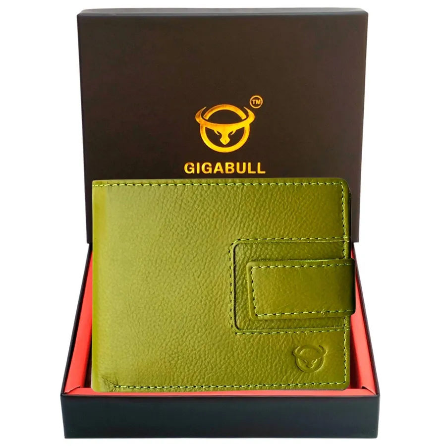 Green Color Blocking Leather Wallet: Men Keeraft Home Gifts — wholesale Bags & Backpacks by the case