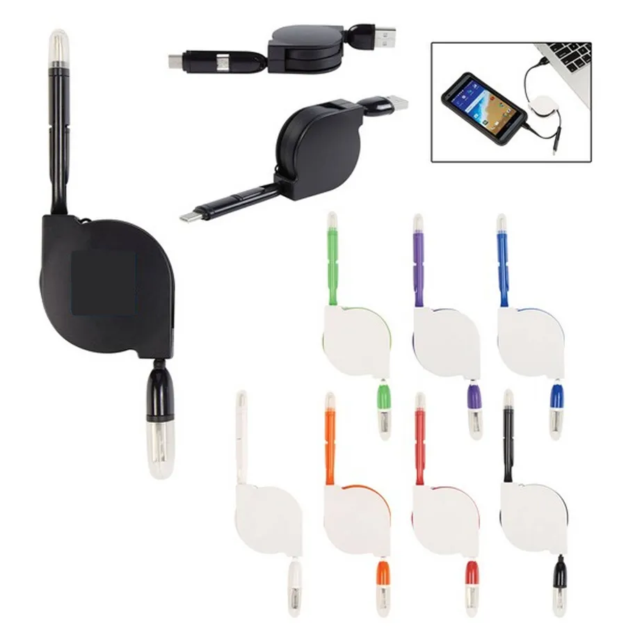 Assorted 2-In-1 Retractable Charging Cable — wholesale Tech & Gadgets by the case