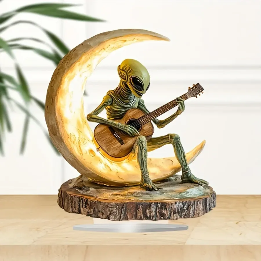 Bohemian Alien Moon Guitarist Acrylic Tabletop Sculpture — wholesale Tech & Gadgets by the case