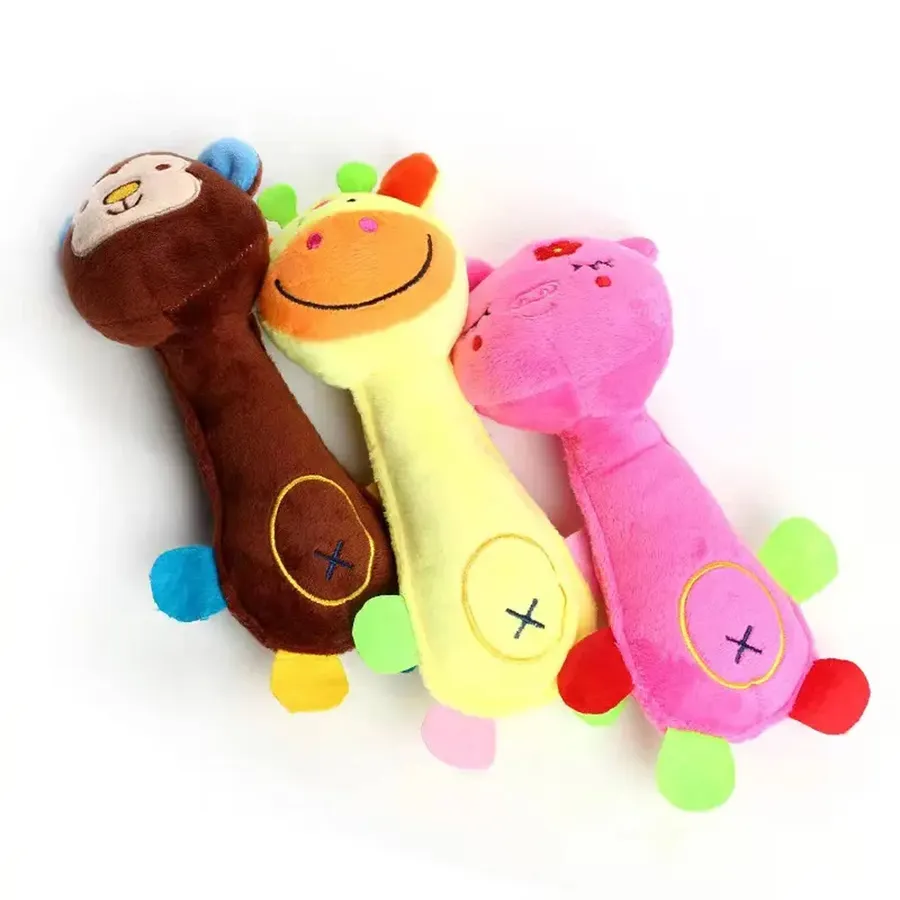 Smiling Squeaky Dog Plush Chew Toys- Assorted — wholesale Plush & Squishies by the case
