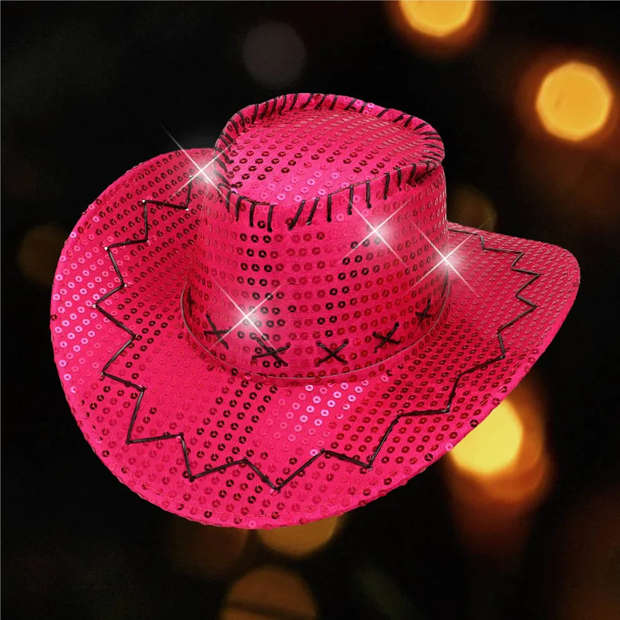 LED Light Up Sequin Cowboy Hat - Assorted - — wholesale Apparel & Accessories by the case
