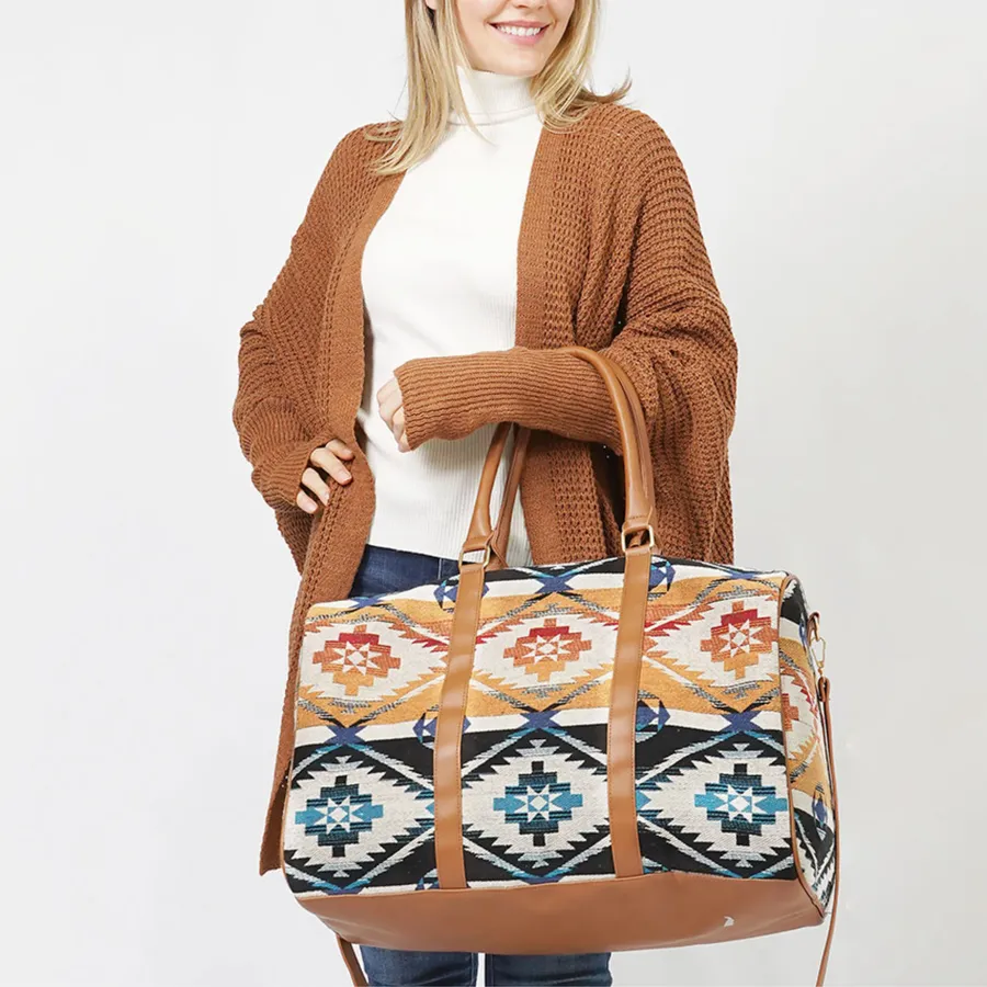 Aztec Duffle Tote Bag - Patterned Weekender Travel Bag, Assorted — wholesale Bags & Backpacks by the case
