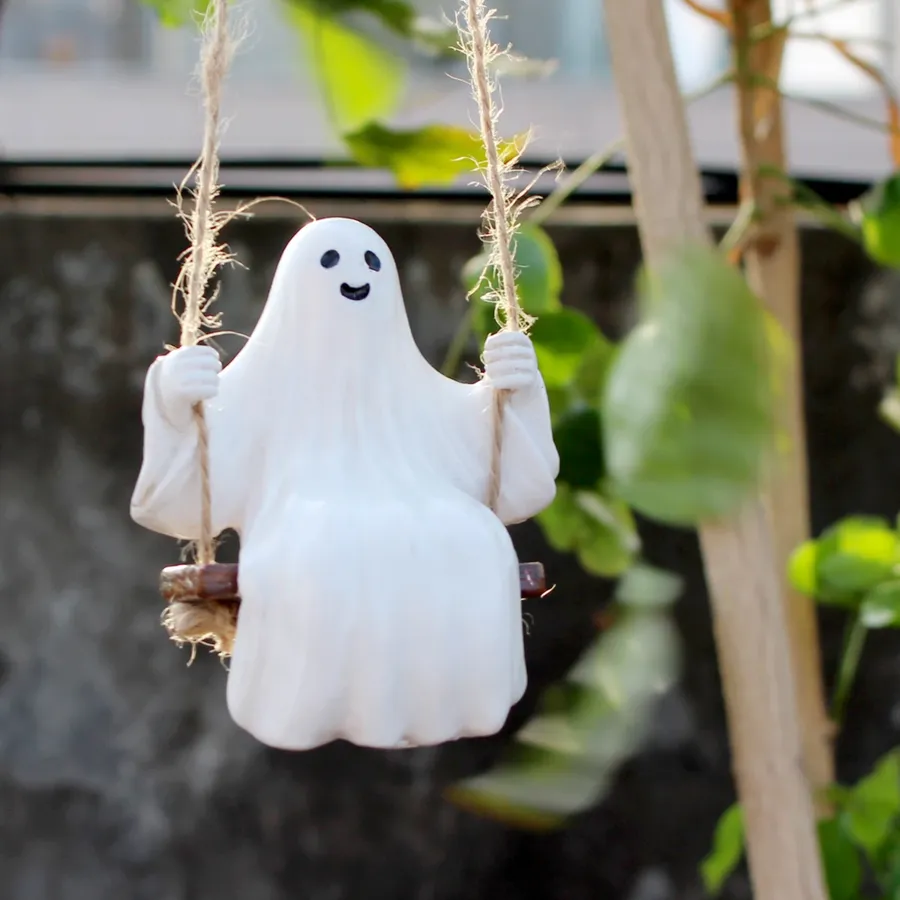 Funny White Ghost Swing Decor – Indoor & Outdoor — wholesale Home & Décor by the case