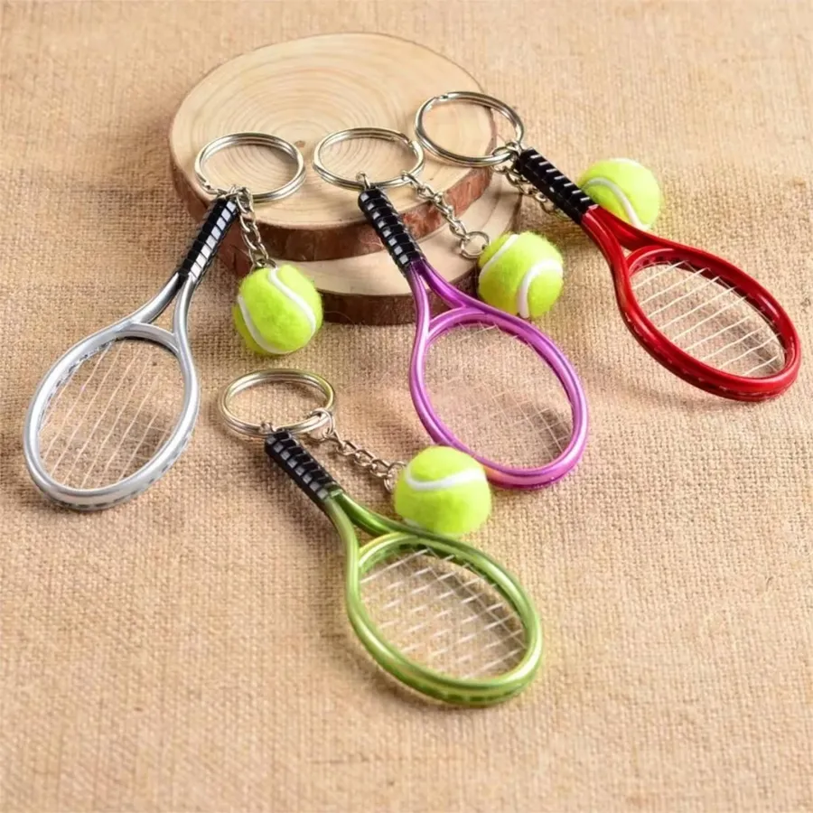 Mini Tennis Racket Pendant Keychain Toy - Assorted — wholesale Keychains & Charms by the case