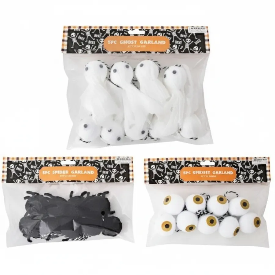 Halloween Garlands - 5', Eyeballs, Ghosts, Spiders — wholesale Seasonal & Holiday by the case