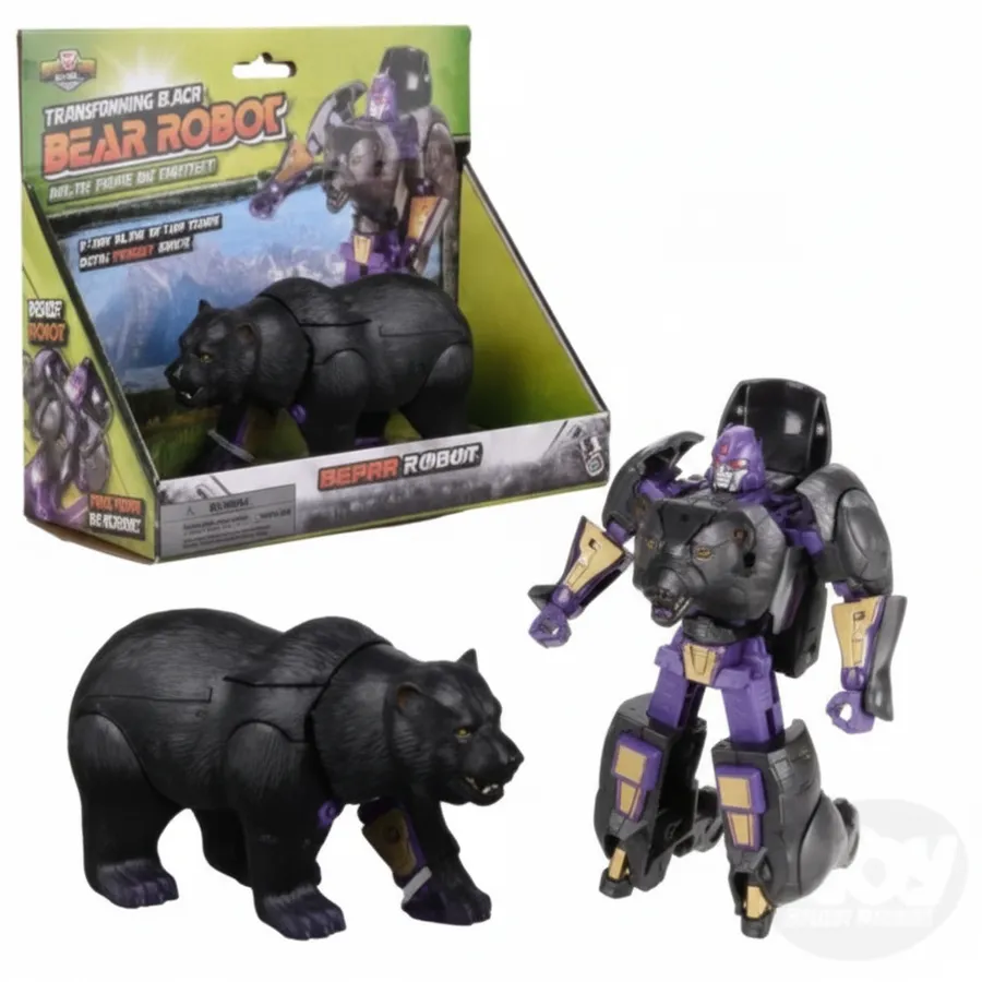 Black Bear Robot Action Figure, 5-Inch - Fun Kids Toys for Imaginative Play, Party Favors & Gifts — wholesale Party & Gifts by the case
