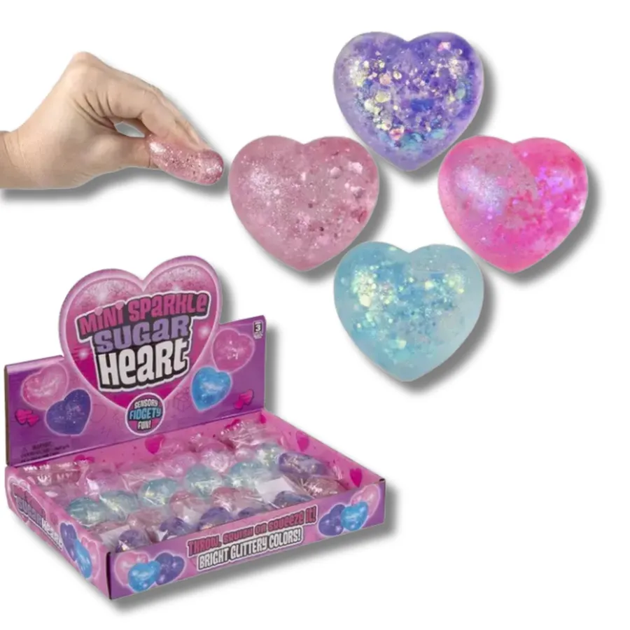 Mini Squeezy Sparkle Heart Fidget Kids Toy- Assorted — wholesale Fidgets & Sensory by the case