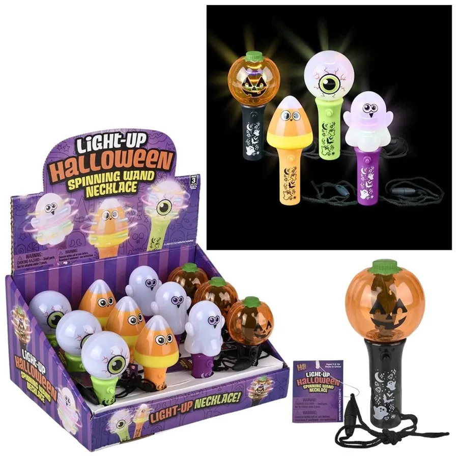 Mini Night Light Up Spinning Wand Necklace Kids Toy — wholesale Apparel & Accessories by the case