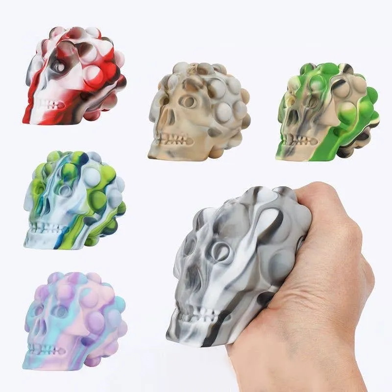 Holiday Skull Ball Pop It Fidget Kids Toy- Assorted — wholesale Fidgets & Sensory by the case
