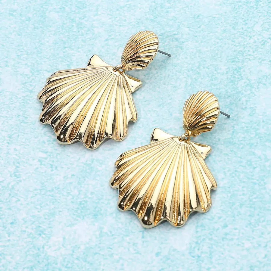 Sea Shell Metal Dangle Earrings - Assorted — wholesale Apparel & Accessories by the case