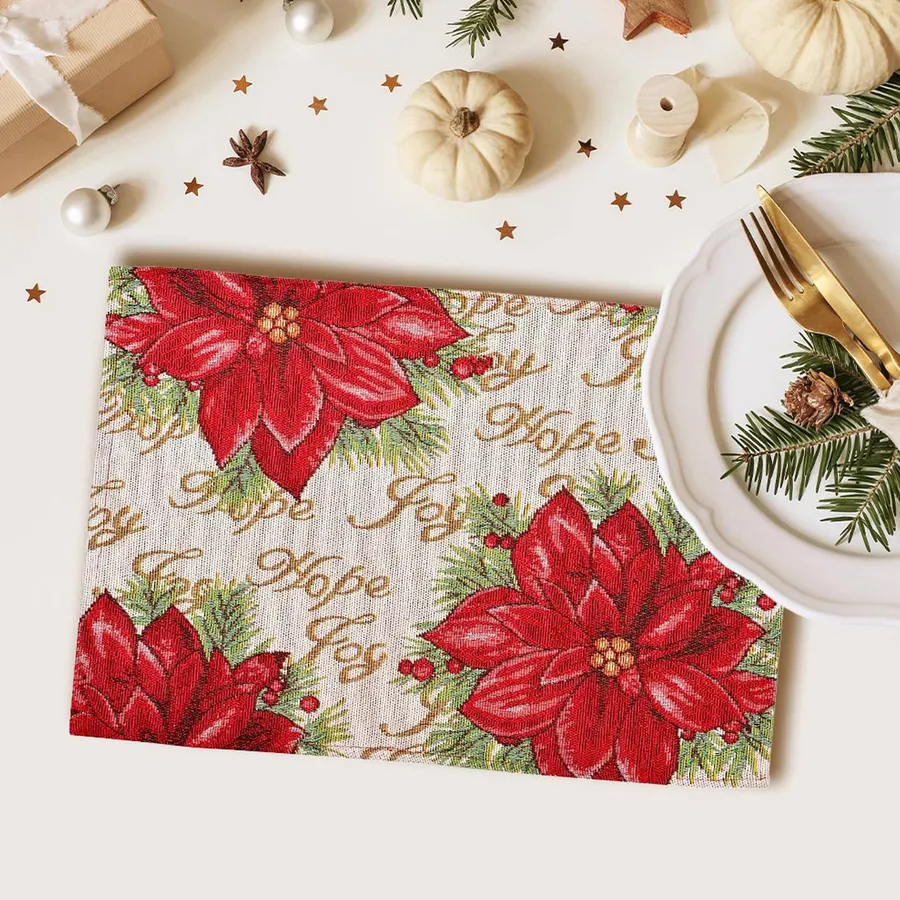 Poinsettia Flower Home Decor Tapestry Placemat — wholesale Home & Décor by the case