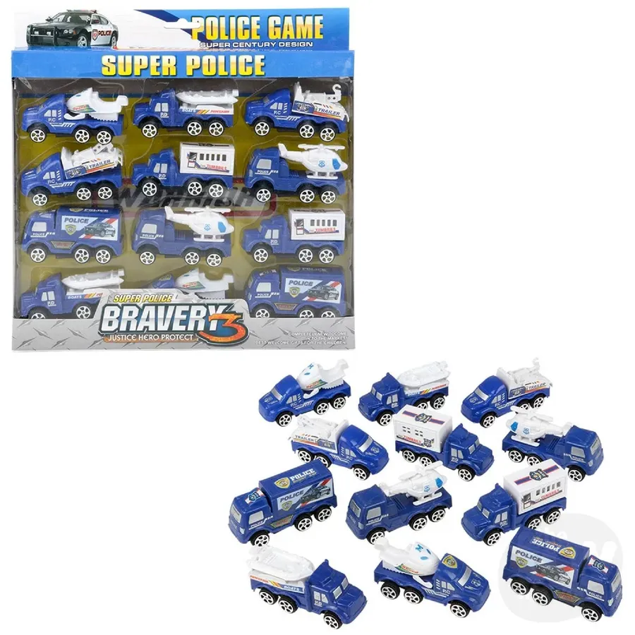 Pull Back Plastic Police Vehicle Set For Kids — wholesale Toys & Games by the case