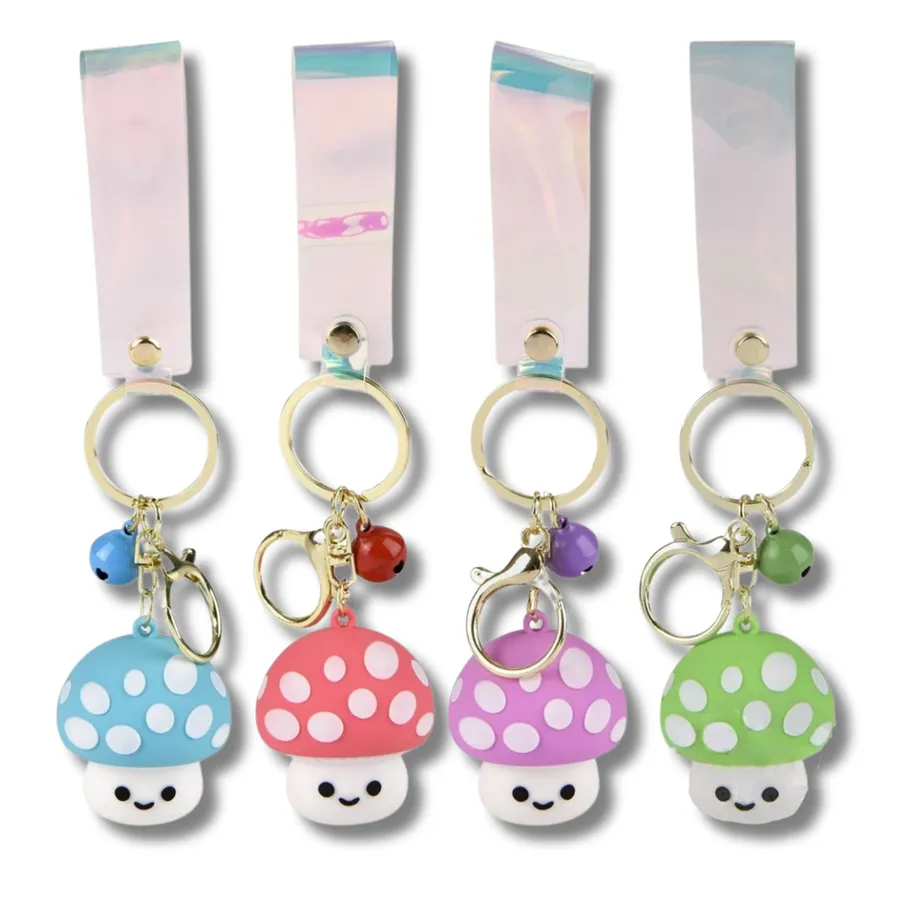 Mushroom Charm Wristlet Pendant Keychain Toy - Assorted — wholesale Keychains & Charms by the case