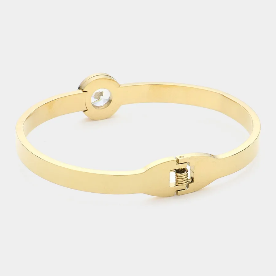Baguette Stone Embellished Hinged Bracelets - Assorted — wholesale Apparel & Accessories by the case