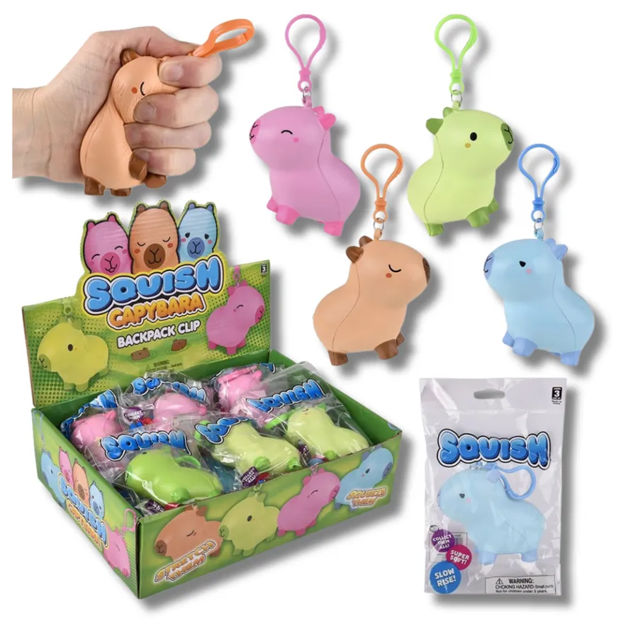 Capybara Squishy Clip On Keychain Toy - Assorted — wholesale Plush & Squishies by the case