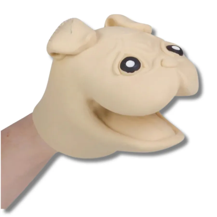 Stretchy Pug Rubber Hand Puppet Toy For Kids — wholesale Toys & Games by the case