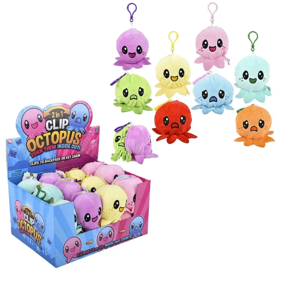 Reverse Plush Octopus Clip In Bulk — wholesale Plush & Squishies by the case