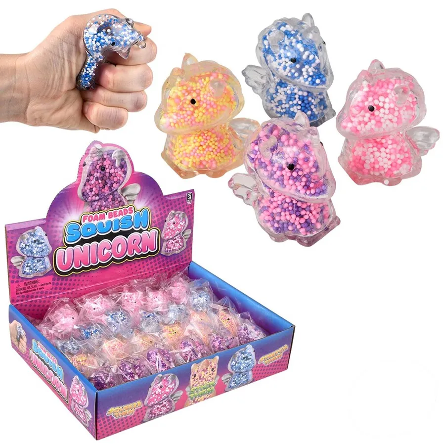 Mini Squeezy Foam Bead Unicorn Toys For Kids — wholesale Toys & Games by the case