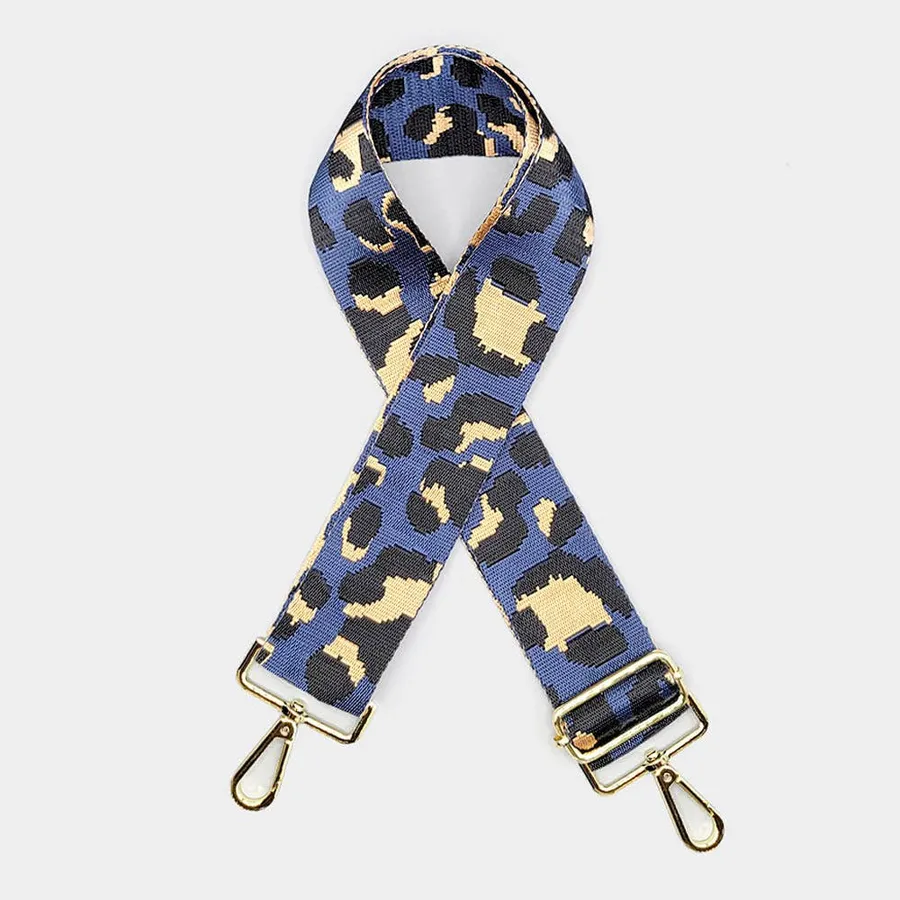 Navy Blue Color Leopard Patterned Design Bag Strap — wholesale Bags & Backpacks by the case