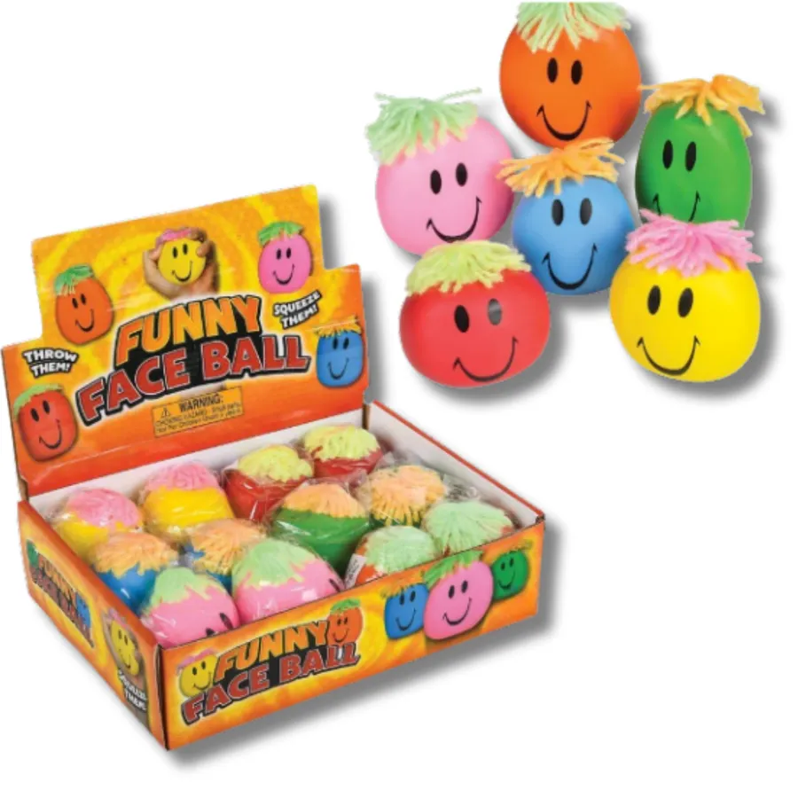 Smiley Stretch Fidget Kids Play Ball Toy- Assorted — wholesale Fidgets & Sensory by the case