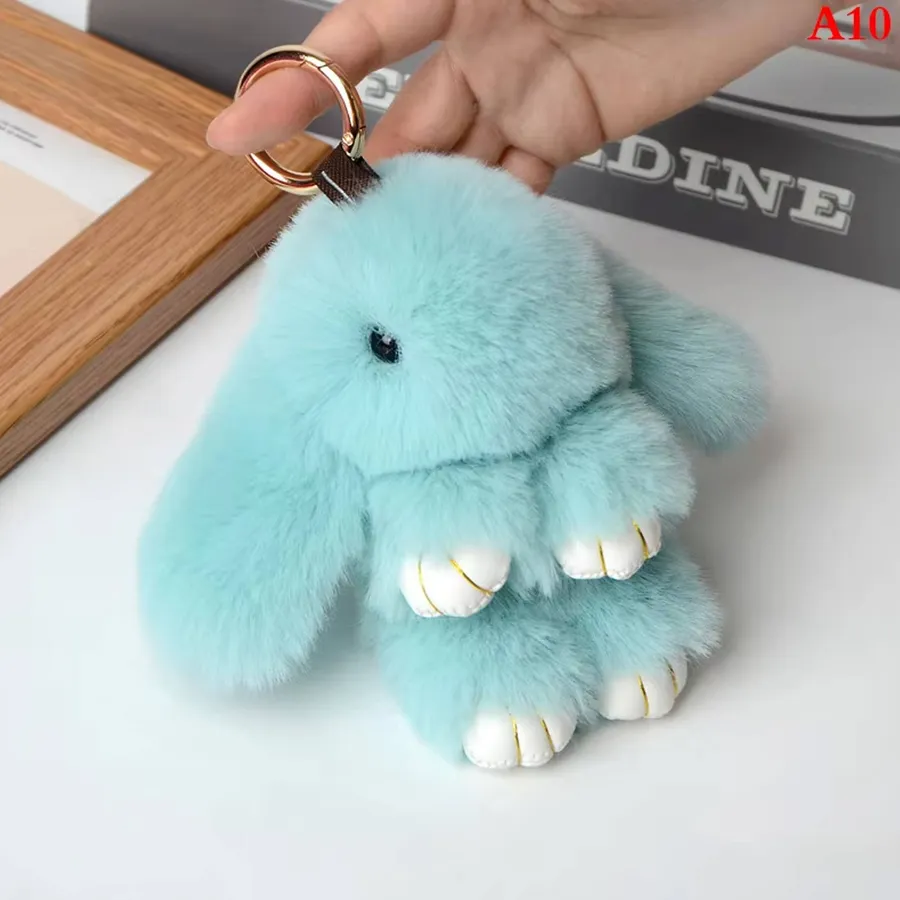 Fluffy Real Fur Pompon Bunny Keychain — wholesale Fidgets & Sensory by the case