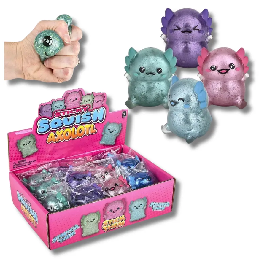 Axolotl Glitter Squishy Sticky Fidget Kids Toys- Assorted — wholesale Fidgets & Sensory by the case